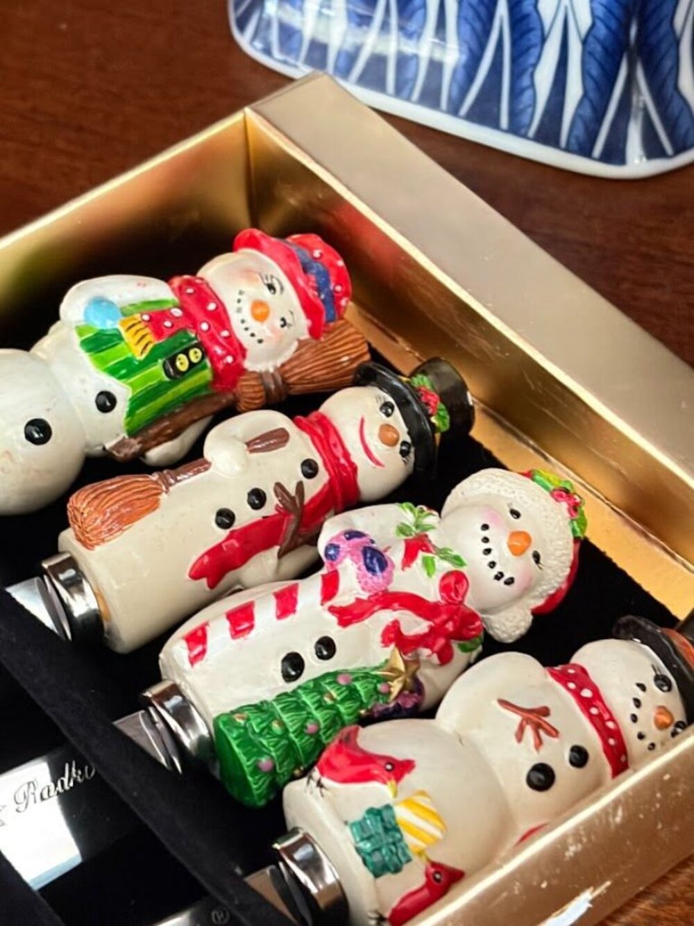 Christopher Radko Home For The Holidays Snowman Pate Knives Set of 4 Christmas